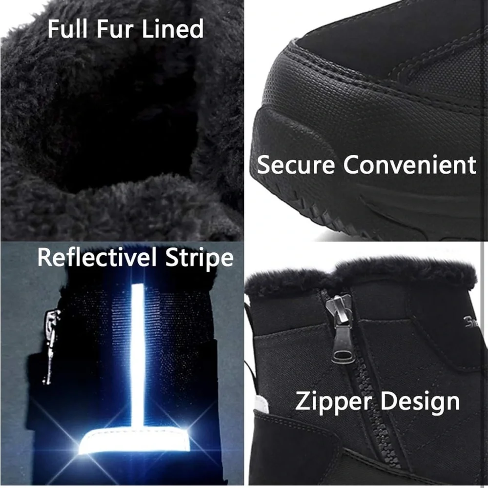 SILENTCARE Men's Warm Snow Boots, Fur Lined Waterproof , Anti-Slip 10.5/ 485